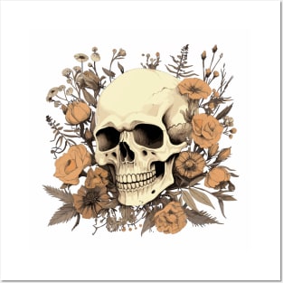 Floral skull Posters and Art